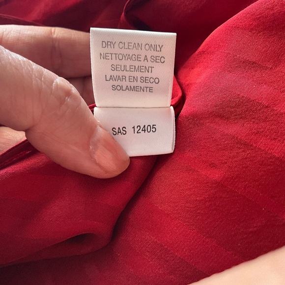 Y2K Babydoll Christmas Party Top Silk Sheer Holiday Event BCBGMaxAzria Red M - Picture 10 of 11